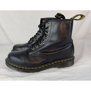Vintage Dr Martens Boots 1460 Black Leather Lace Up Biker Mens US 8 Women US 9